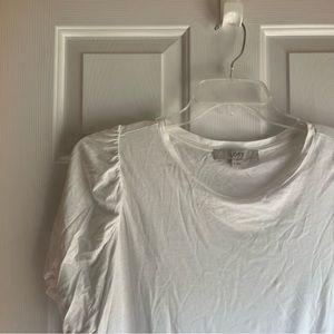 LOFT Bubble/Puff Sleeve Top White Size Medium
